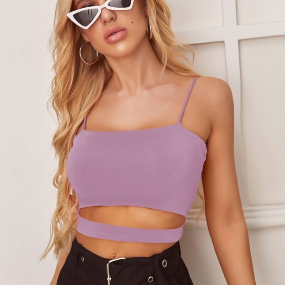 Purple cutout cami crop top